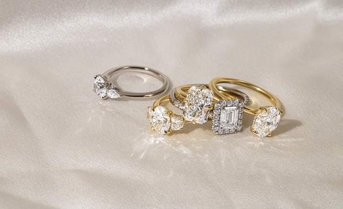 5 ring gold silver diamond stack